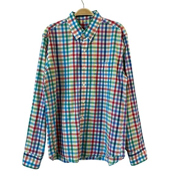 J. CREW Rainbow Plaid Shirt Men L Slim Fit Button Up Long Sleeve Light Weight - Picture 2 of 10